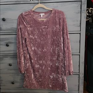 Abound brand crushed velvet rose pink dress